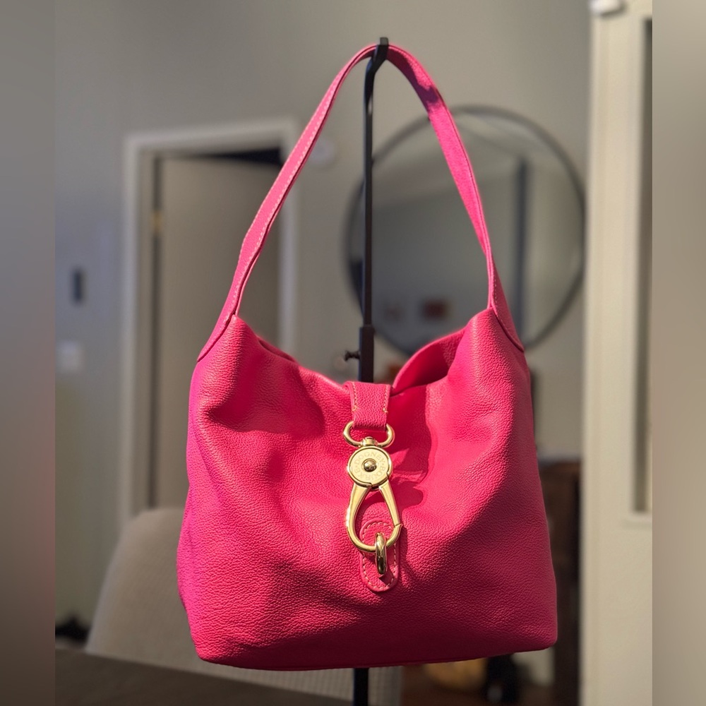Dooney & Bourke Hot Pink Leather Hobo with Gold Hardware